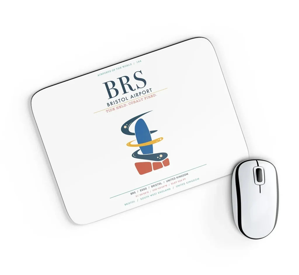 Bristol Airport (BRS) design on white rectangle mouse pad
