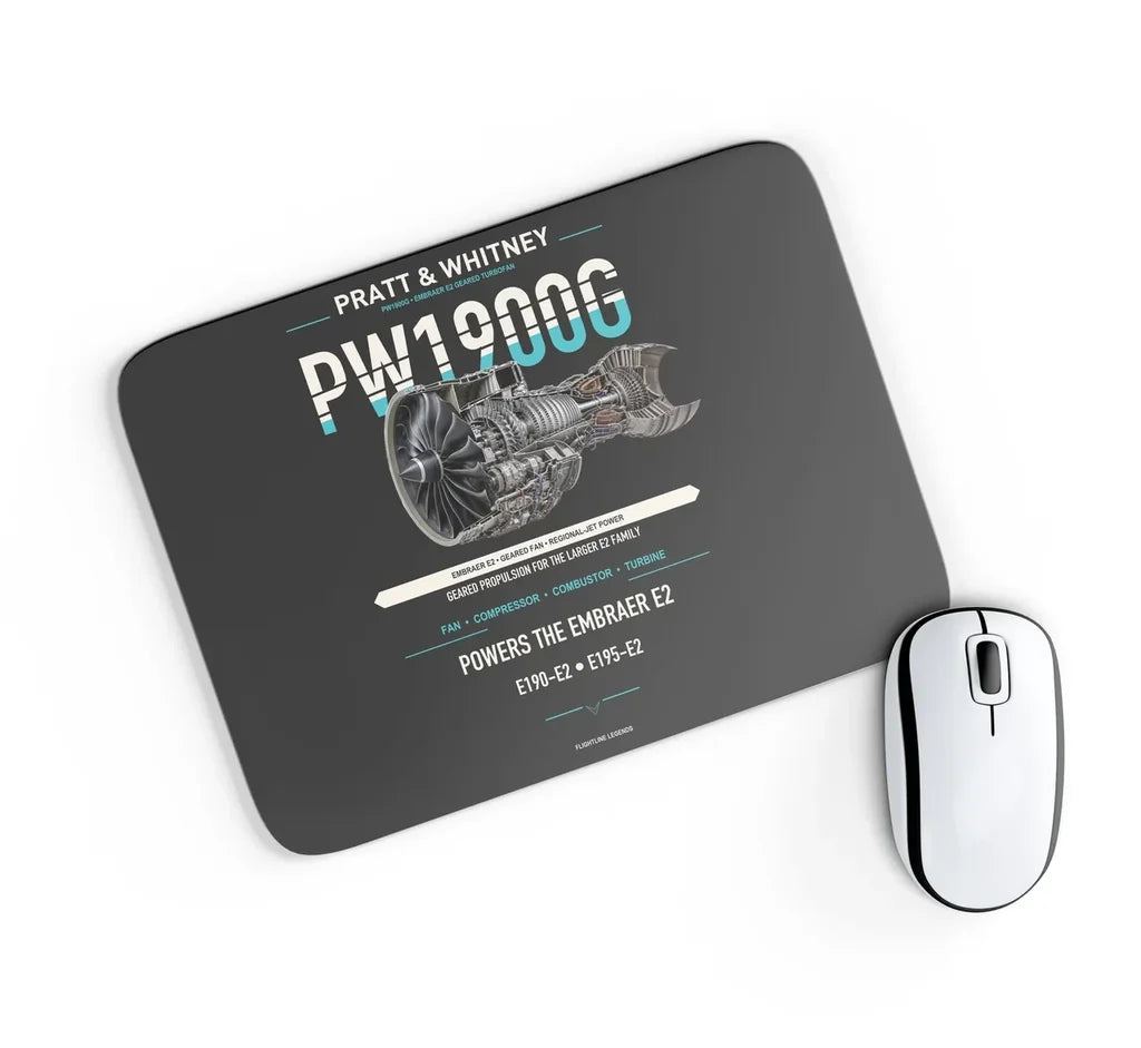 PW1900G design on black rectangle mouse pad
