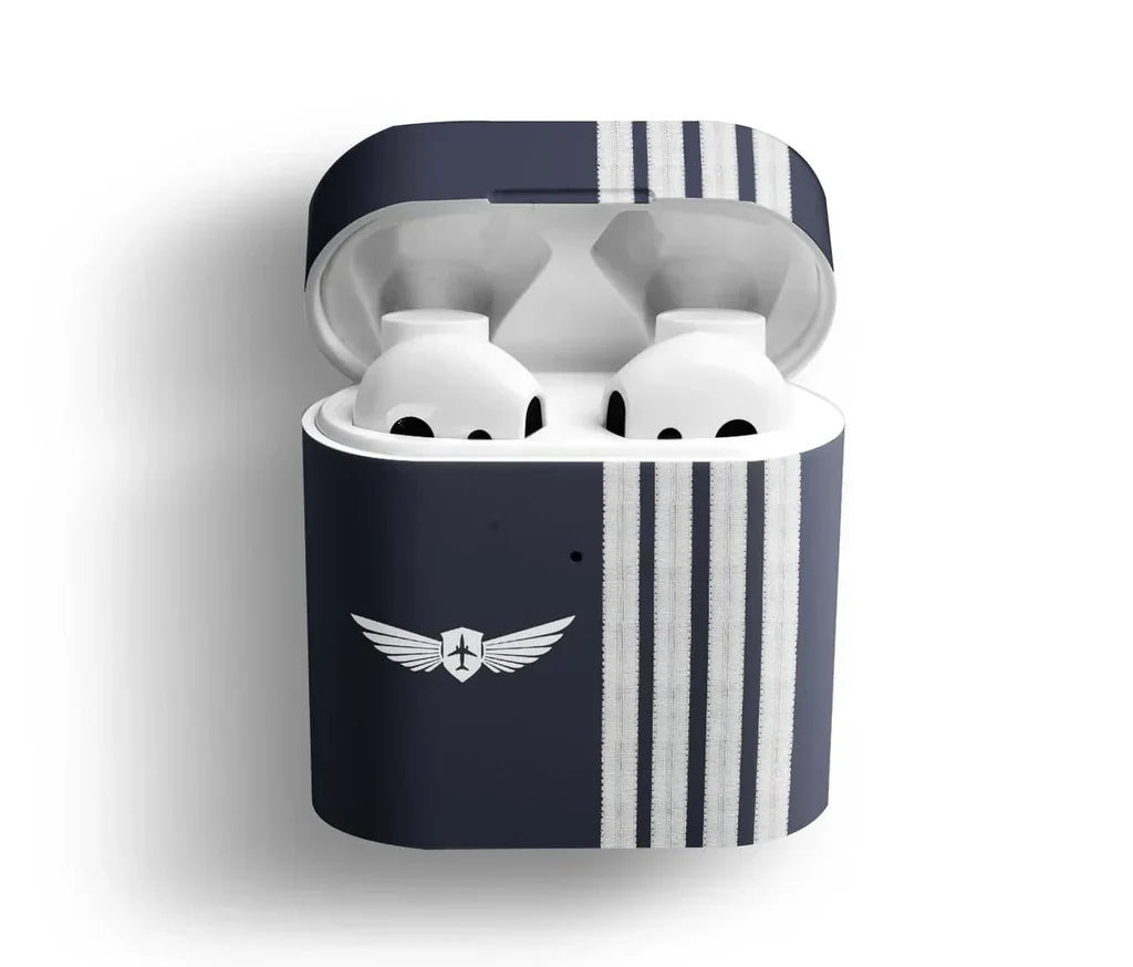 Pilot Badge & Special Silver Epaulettes (4,3,2 Lines) AirPods plastic case - 4 Lines