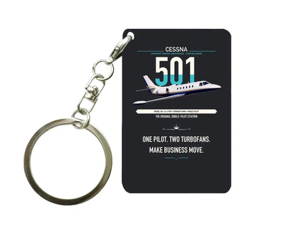 Cessna 501 Citation I SP design on black designed key chain, double-side print