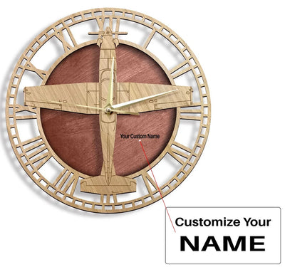 T-6 Texan II aviation design on premium wood wooden wall clock.