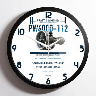 PW4000-112 design on white framed wall clock