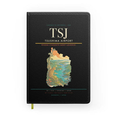 Tsushima Airport (TSJ) design on black notebook