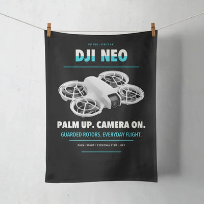 DJI Neo design on black towel