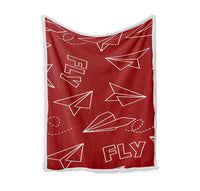 Thumbnail for Paper Airplane & Fly-Red Bed Blankets & aviation print on soft fleece blanket.