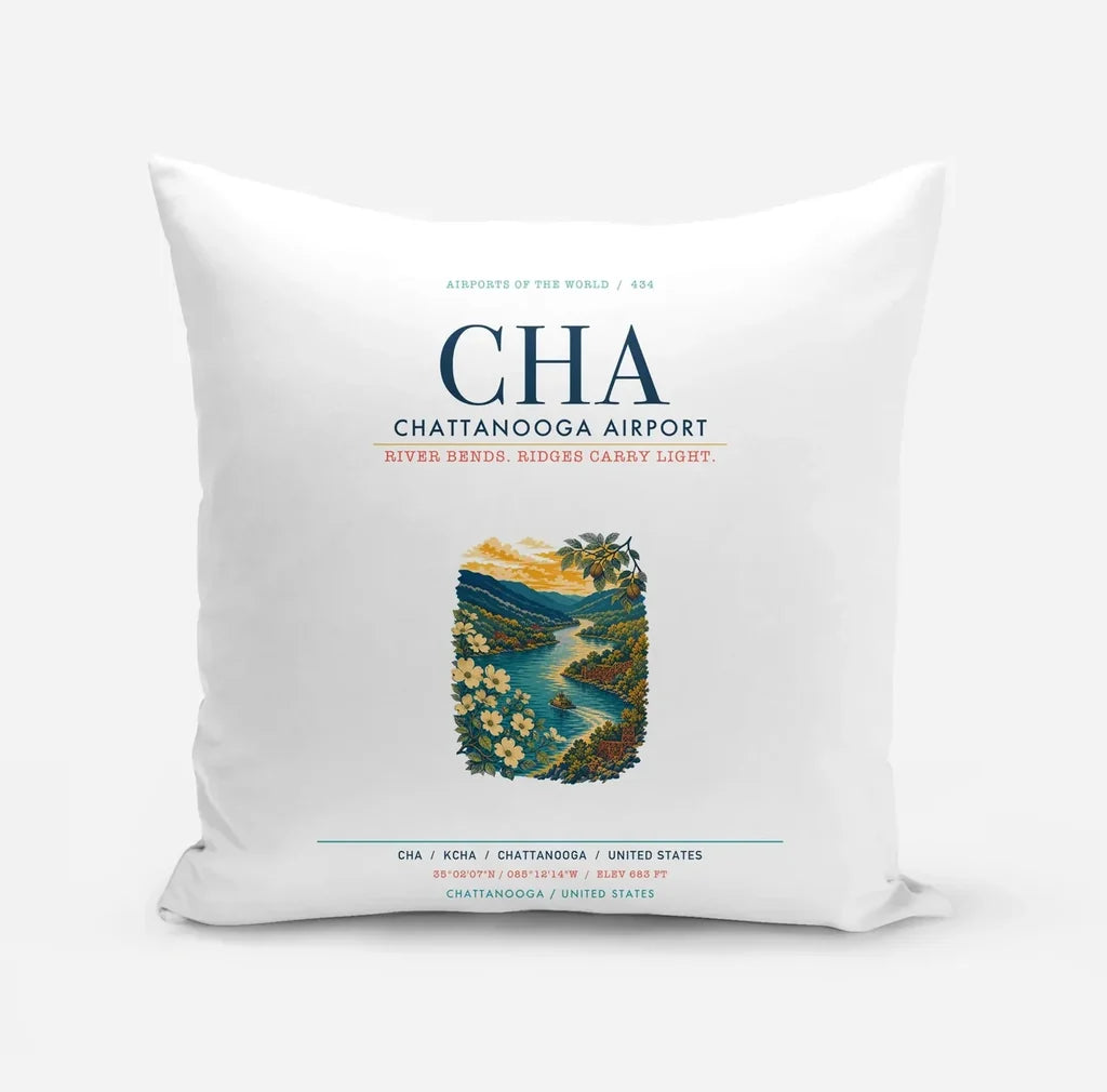 Chattanooga Airport (CHA) design on white pillow