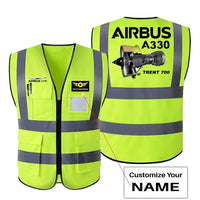 Thumbnail for Airbus A330 & Trent 700 Engine aviation design printed on high-visibility reflective fabric reflective vest.