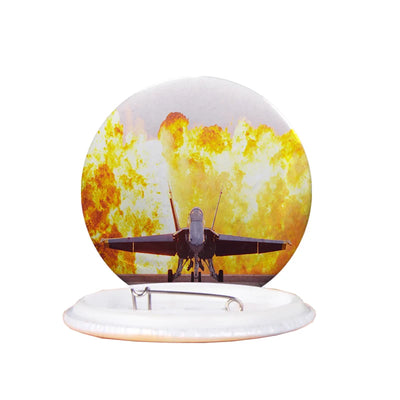 Face to Face with Air Force Jet & Flames aviation design pin in polished enamel.