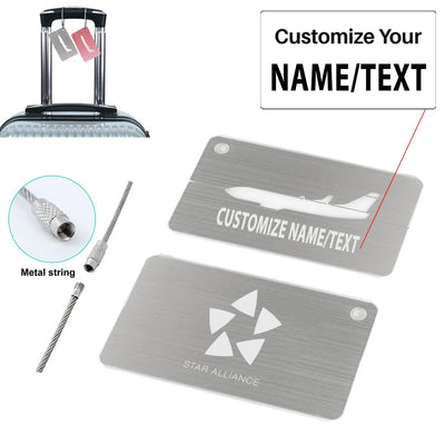 Star Alliance Airlines aviation design aluminum airplane luggage tag, aircraft-grade aluminum construction.