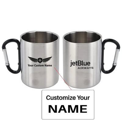 jetBlue Airways Airlines aviation design on outdoor mug, durable insulated construction.