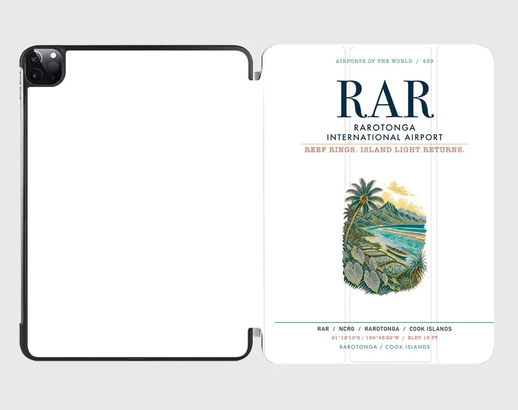 Rarotonga International Airport (RAR) design on white ipad tablet case