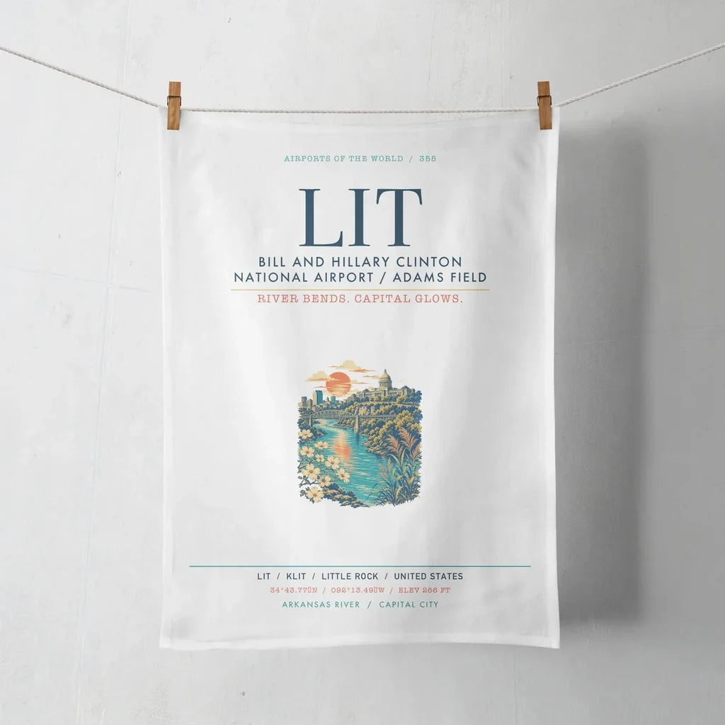 Bill and Hillary Clinton National Airport (LIT) design on white towel