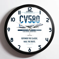 Thumbnail for Convair 580 design on white framed wall clock