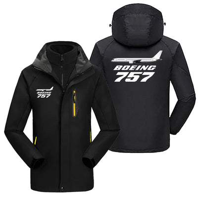 The Boeing 757 aviation design printed on heavyweight insulated shell with snow cuffs thick ski jacket.