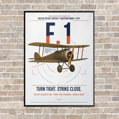 Sopwith Camel F.1 vertical canvas print - framed - white background