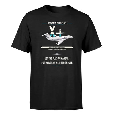 Cessna Citation X+ design on black double-side t-shirt, single-side print