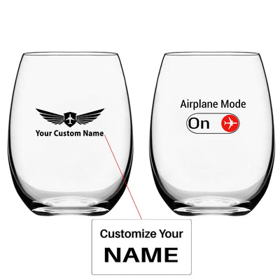 Airplane Mode On Water & Drink aviation design on water glass, crystal-clear premium glassware.