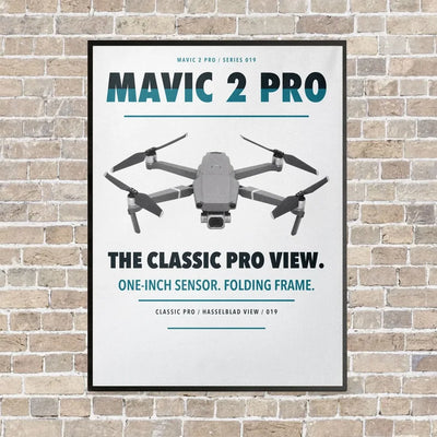 DJI Mavic 2 Pro vertical canvas print - framed - white background