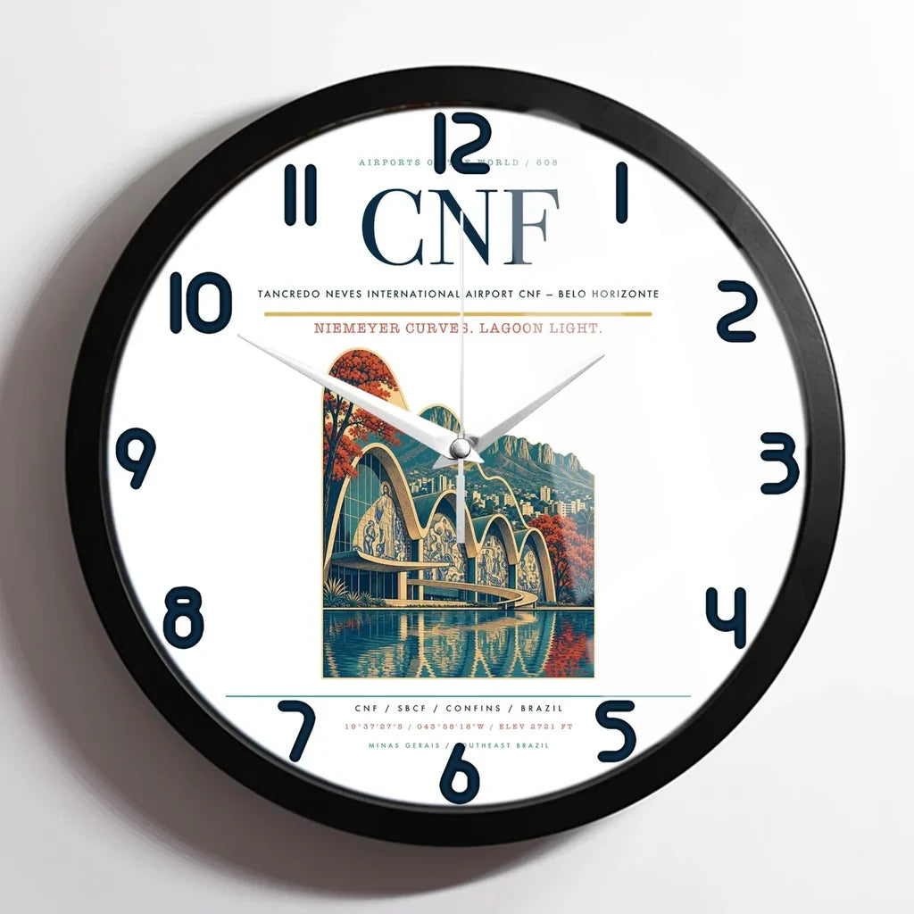 Tancredo Neves International Airport (CNF) design on white framed wall clock