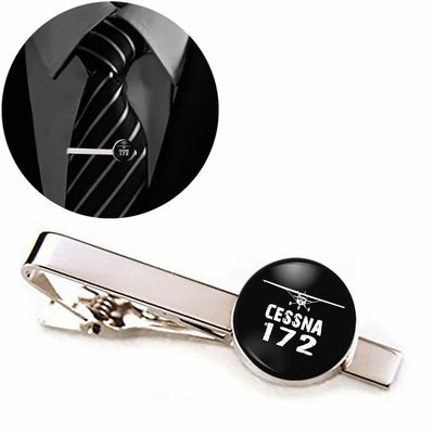 Side view of Cessna 172 & Plane aviation tie clip in stainless steel, polished finish.