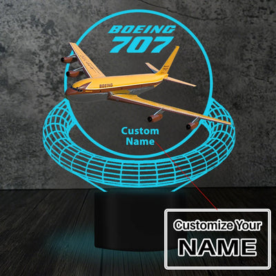 Boeing 707 aviation design on premium acrylic with LED 3D night lamp.