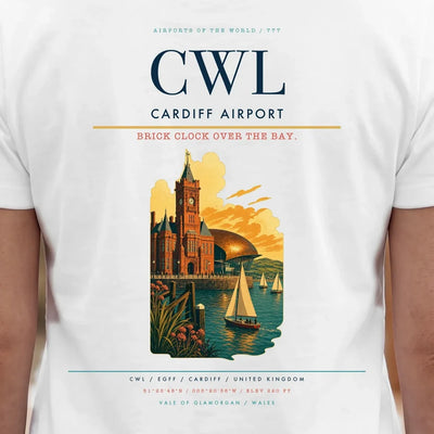 Cardiff Airport (CWL) double-side t-shirt design close-up cover