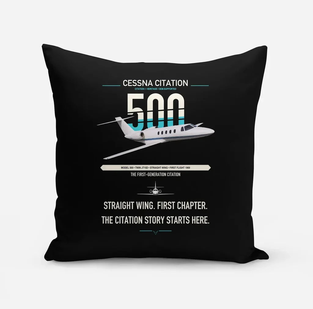 Cessna Citation 500 - Citation I design on black pillow