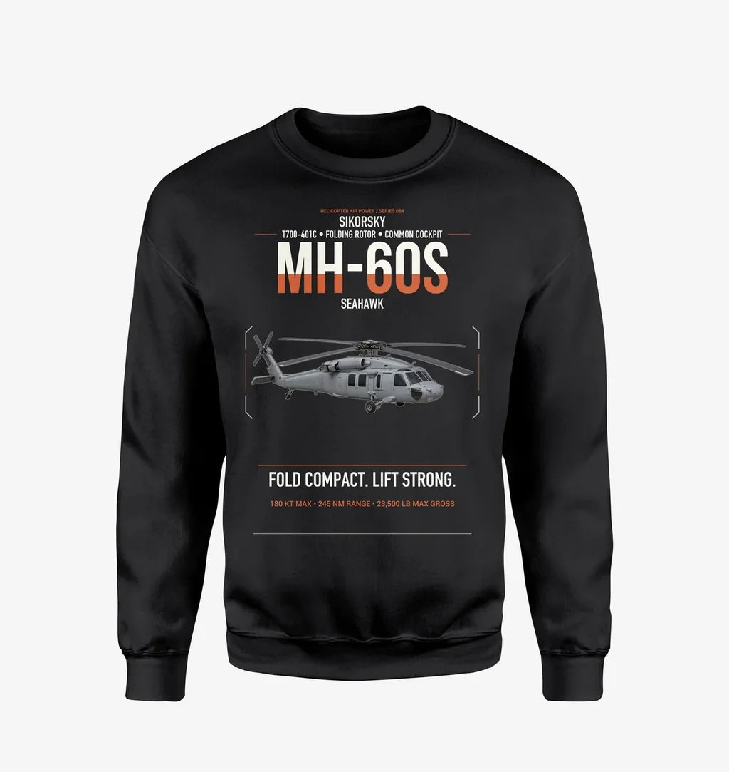 Sikorsky MH-60S Seahawk design on black sweatshirt
