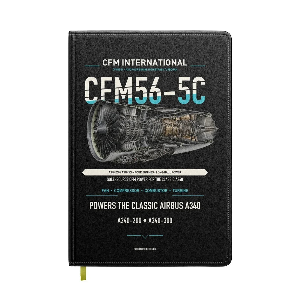 CFM56-5C design on black notebook
