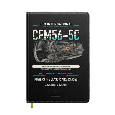 CFM56-5C design on black notebook