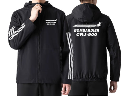 The Bombardier CRJ-900 Sport Style aviation design printed on lightweight windproof shell windbreaker.