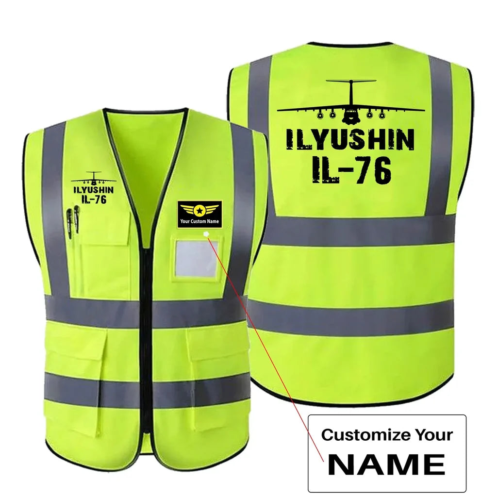 ILyushin IL-76 & Plane aviation design printed on high-visibility reflective fabric reflective vest.