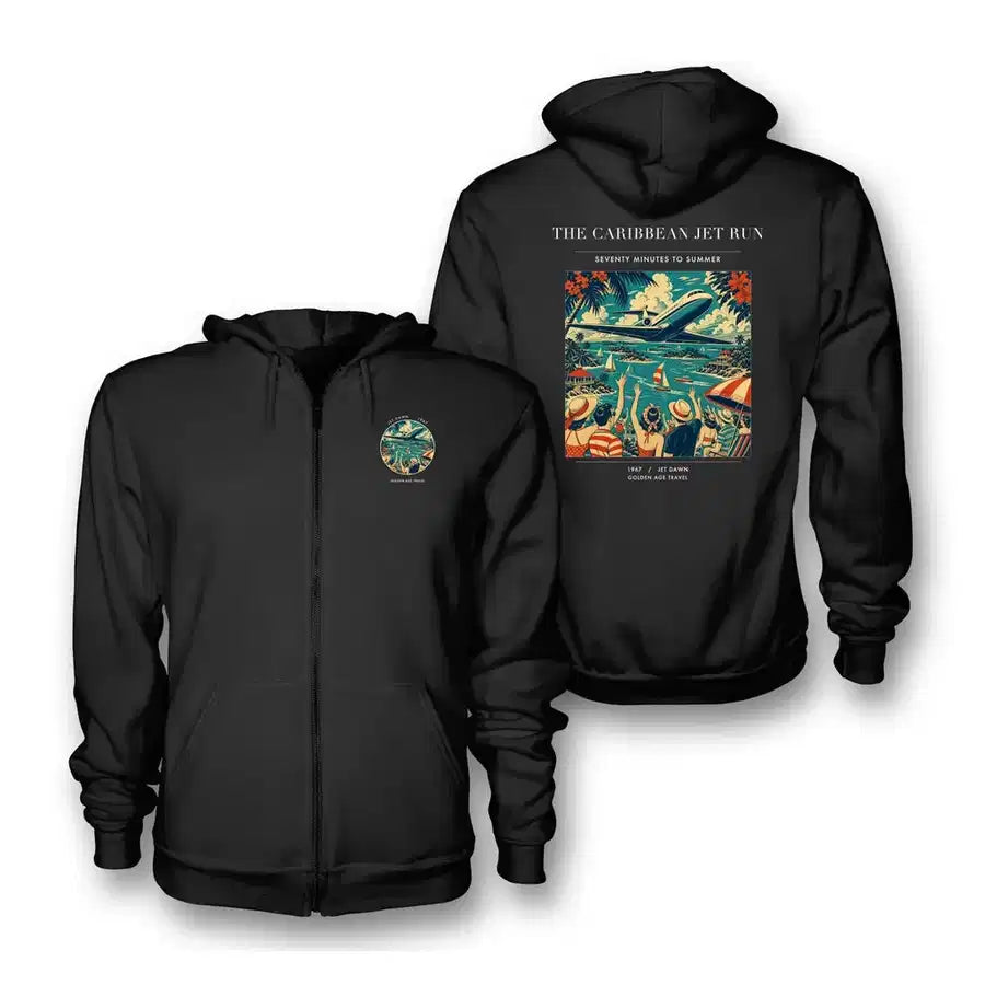 VINTAGE G4122 - The Caribbean Jet Run - Premium Zipped Hoodie design on black