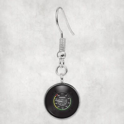 Airplane Instruments-Airspeed aviation-themed earrings, polished hypoallergenic alloy.