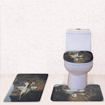 Amazing Show by Fighter Jet 16 Toilet Seat Cover Three-piece aviation print on soft fabric toilet seat cover set.