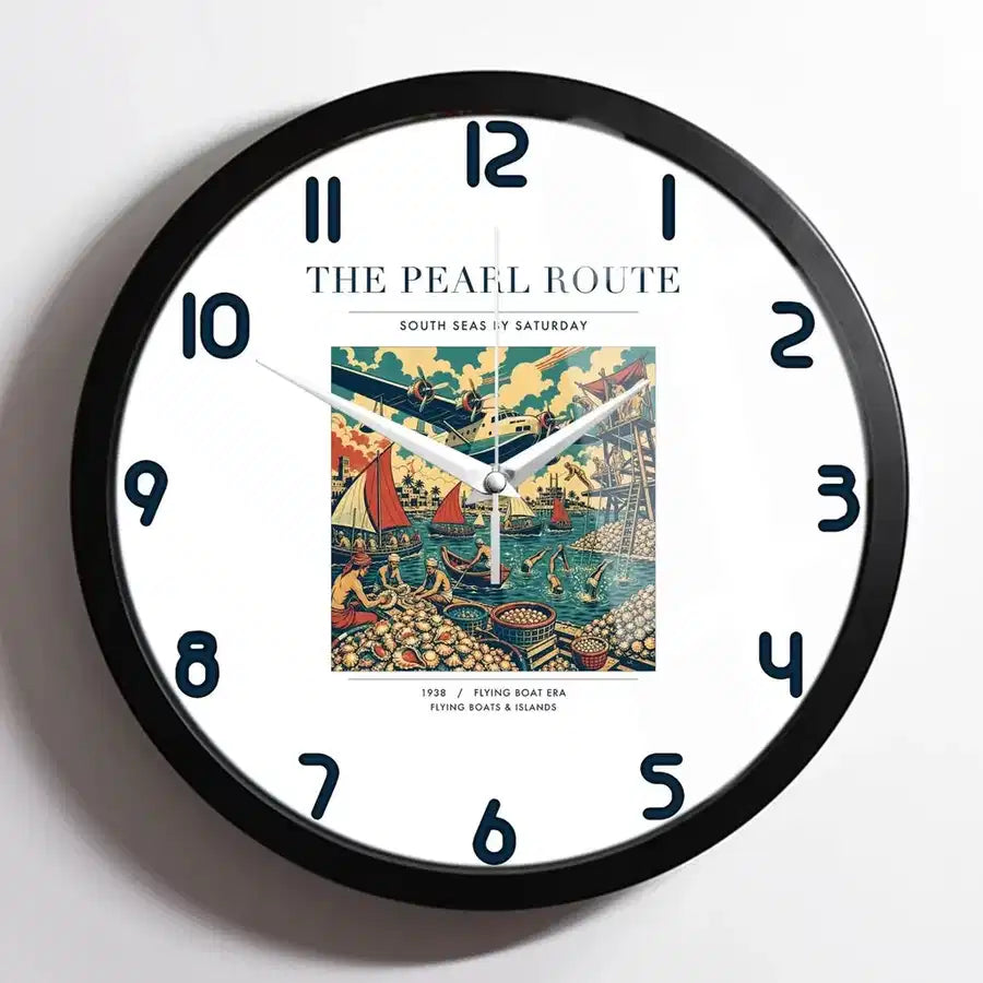 VINTAGE G4072 - The Pearl Route - Designed Wall Clocks design on white framed