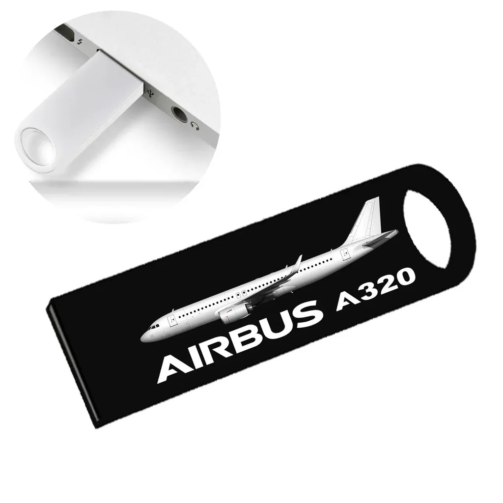 The Airbus A320 aviation design on durable waterproof casing waterproof USB device.