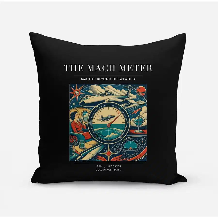 VINTAGE G4115 - The Mach Meter - Designed Pillows design on black