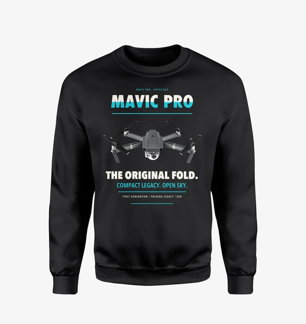 DJI Mavic Pro design on black sweatshirt