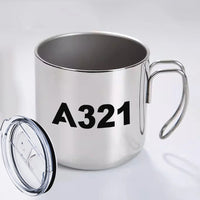 Thumbnail for Airbus A321 Flat Text aviation design on portable mug, vacuum-insulated double-wall.