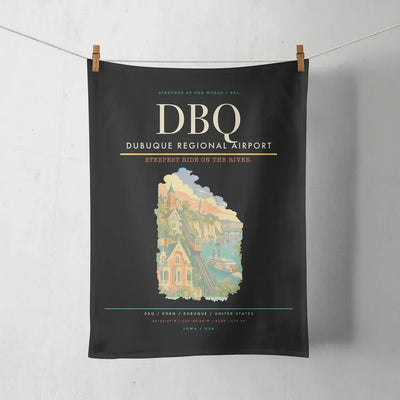 Dubuque Regional Airport (DBQ) design on black towel