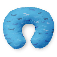 Thumbnail for Many Propellers Travel & Boppy aviation design on memory foam with soft cover travel pillow.