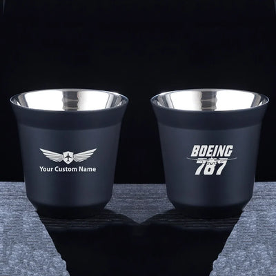 Amazing Boeing 787 aviation design on double-wall coffee mug, vacuum-insulated double-wall.