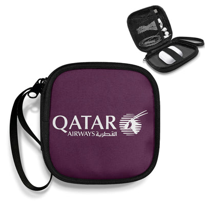 Qatar Airways Airlines Portable aviation print portable headphone bag, padded polyester.