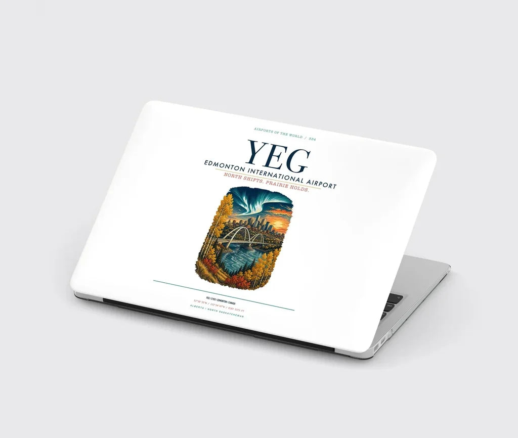 Edmonton International Airport (YEG) design on white MacBook case