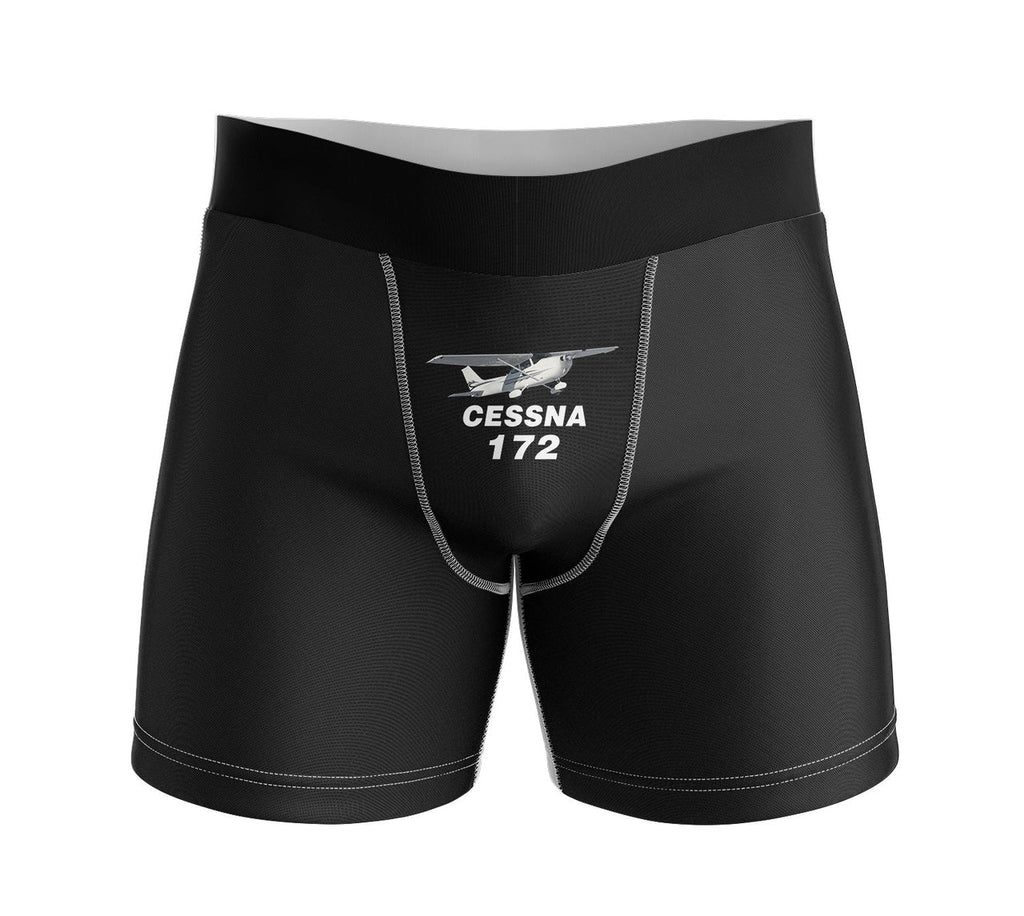 The Cessna 172 aviation design on soft cotton blend men's boxers.