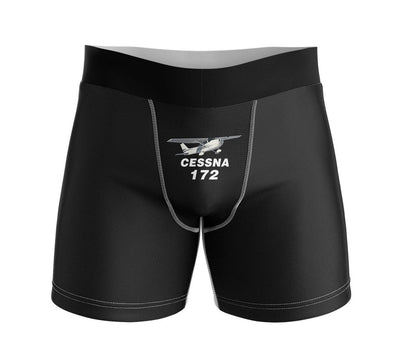 The Cessna 172 aviation design on soft cotton blend men's boxers.