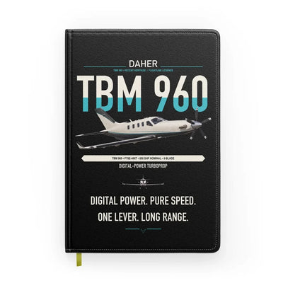 Daher TBM 960 design on black notebook