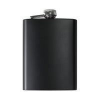 Thumbnail for NO aviation design on stainless hip flask, compact pocket-size flask.
