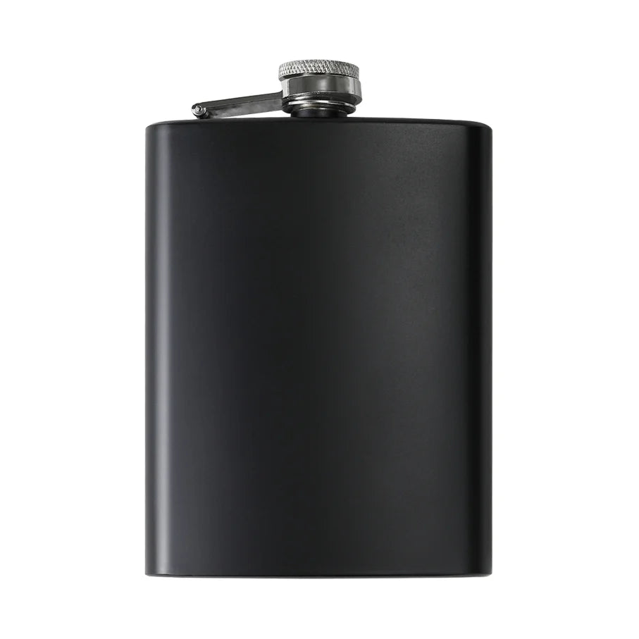 NO aviation design on stainless hip flask, compact pocket-size flask.